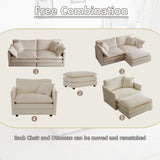 Tmsan 76.7" Deep Seat Cloud Loveseat Sofa Sectional Couch with Ottoman, Large 2 Seater Modular L Shaped Sofa, Comfy Chenille Love Seat for Living Room Bedroom Apartment Office, Light Coffee Tmsan