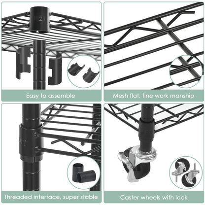 WDT 5 Tier Shelf Shelving Unit with Wheels,Adjustable Metal Shelves for Storage, NSF Certified Wire Shelving Rack,1750Lbs Capacity Heavy Duty - WoodArtSupply