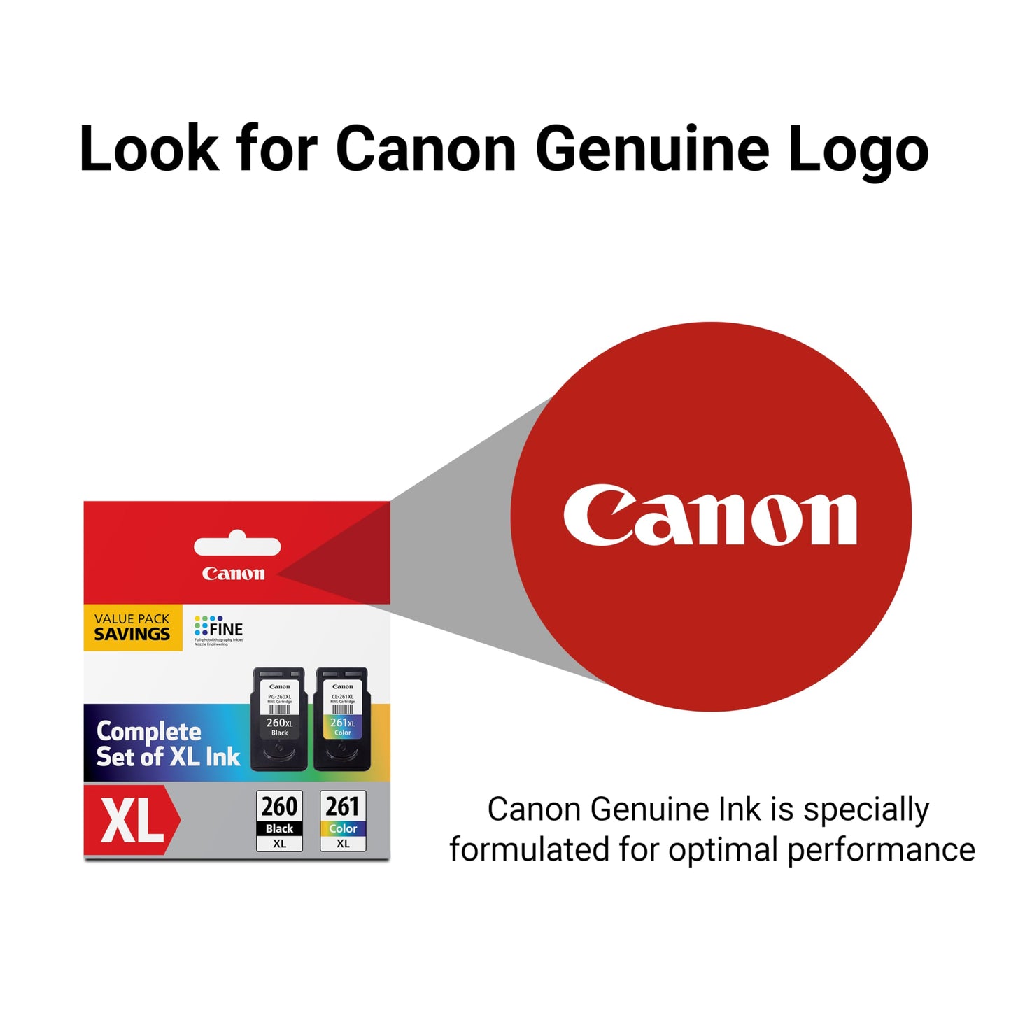 Canon PG-260 XL / CLI-261 XL Genuine Ink Value Pack (2 Cartridges), Compatible with TS5320, TR7020