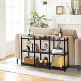 YGYQZ Short Book Shelf - 3 Tier Open Back Long Horizontal Wood Bookcase, 6 Cube Storage Shelf for Office Living Room Bedroom, Modern Black YGYQZ