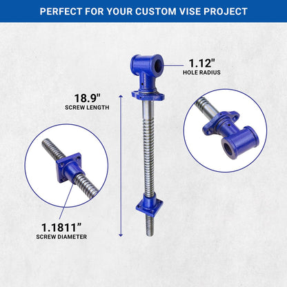 Yost Vises Y18SS Vise Screw | 18 Inch DIY Vise Tool | Solid Steel Main Screw with a Cast Iron Body Construction, Blue Metallic - WoodArtSupply