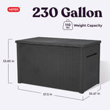Keter Java XXL 230 Gallon Resin Rattan Look Large Outdoor Storage Deck Box for Patio Furniture Cushions, Pool Toys, and Garden Tools, Dark Grey Keter