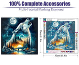 STGLCR Wolf Diamond Art Kits for Adults, Wolf Moon Diamond Painting Kits for Adults Beginners, DIY 5D Forest Diamond Painting with Round Gem Art Kits for Adult for Gift Home Wall Decor 12x12 Inch STGLCR