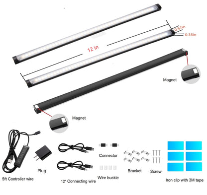 THLIFURE Plug in LED Under Cabinet Lights Bar for Kitchen,Dimmable Mini LED Closet Lamp Warm/Natural/Cold White,Timer Function Counter Lighting Strip for Shelf Display Cupboard Magnet Mounted - WoodArtSupply