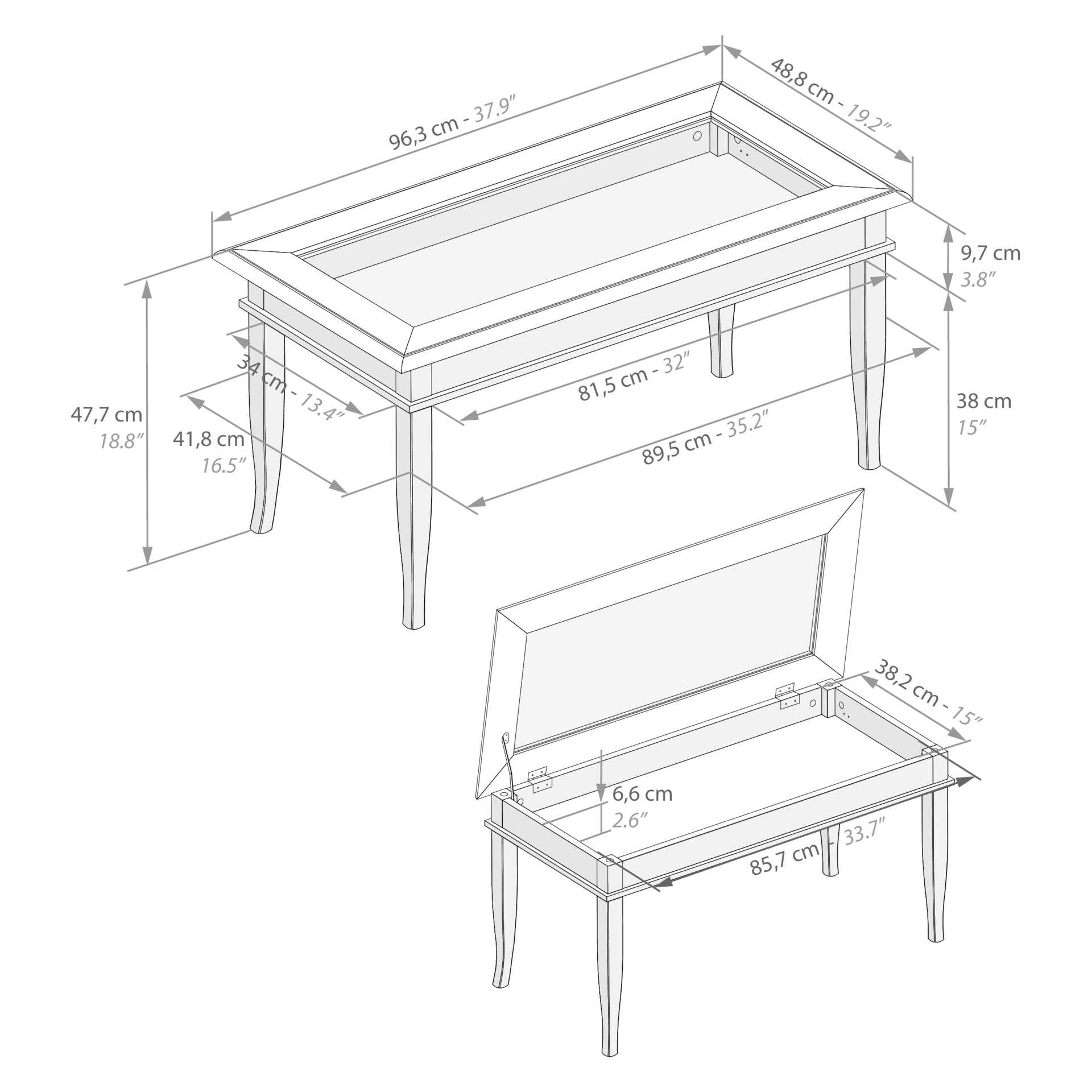 Mobili Fiver, Classico Coffee Table, Walnut, Made in Italy - WoodArtSupply