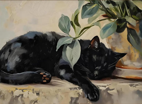 DAZZLEDOTS Diamond Art Kits for Adults, Black Cat 5D Diamond Painting Kits for Beginner DIY Round Full Drill Diamonds Dots Vintage Cat Gem Art for Home Wall Decor Gifts 16 x 12 Inch DAZZLEDOTS