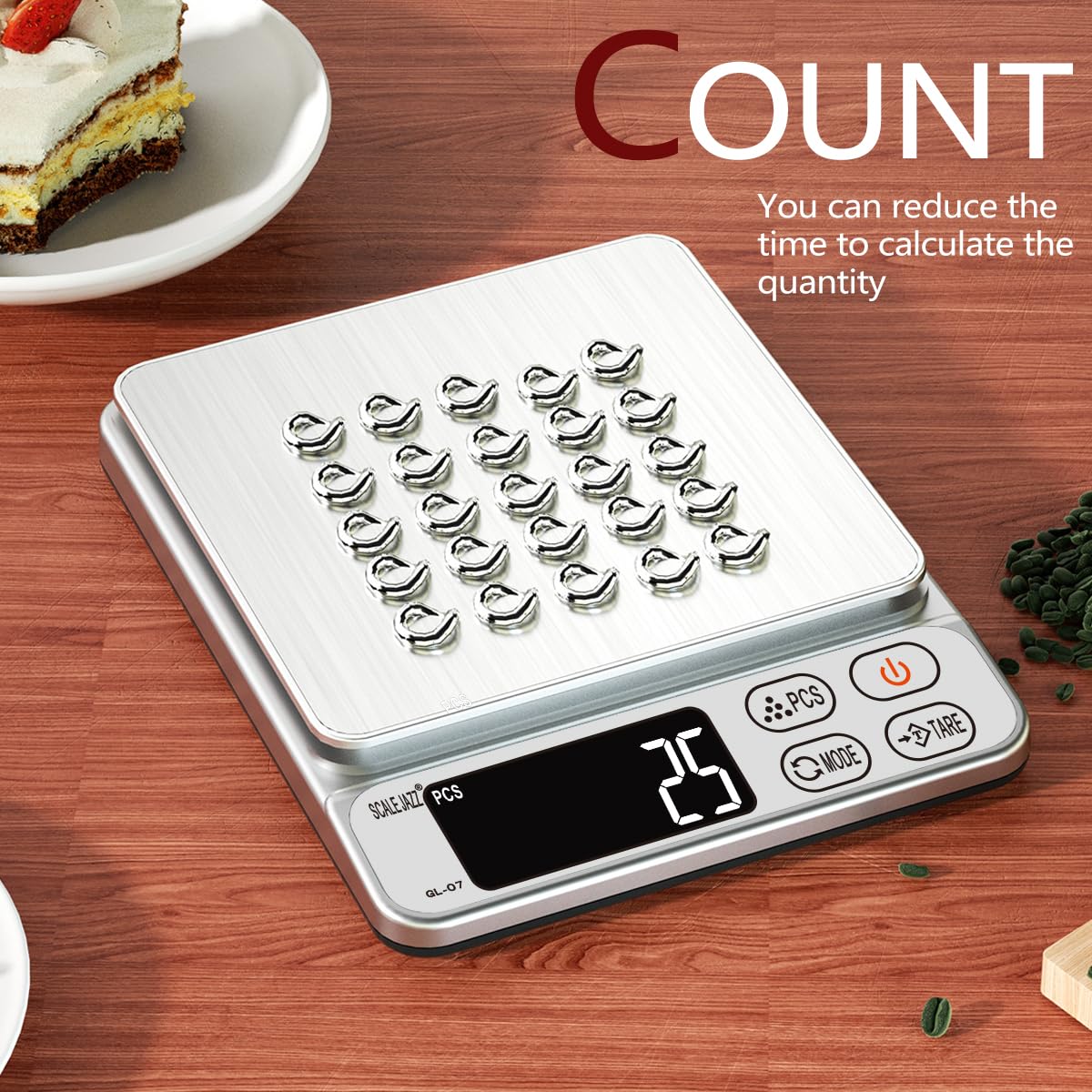 Mini Scale,6.6lb Scale for Grams,Digital Scale Food，Cooking Scale and Food Scales for Kitchen，Food Scale Grams and Ounces,Grams Scale,7Units,Auto Off,Tare,PCS,LCD Display SCALE JAZZ