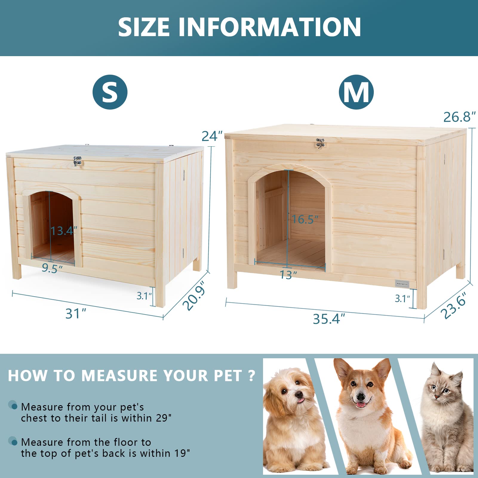 Petsfit Large Cat Litter Box Furniture Hidden,No Tools Required Assembly,Cat Washroom Furniture with Top Opening,Wooden Pet House End Table,Folding Litter Box Enclosure,35.5L x 23.5W x 27H in - WoodArtSupply