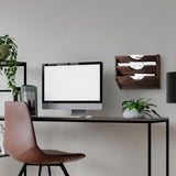 RattanView 3 Pockets Wood Wall File Holder Hanging Wall File Organizer for Office Rustic Paper Mail Organizer Wall Mounted Storage Rack for Home Documents Magazine Literature File Folders, Brown RattanView