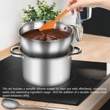 Artcome 304 Stainless Steel Double Boiler Set - 2.6QT Melting Bowl with Scale and Handle - 4.2QT Dual-Handle Pot - Stackable Water Bath Melting Pot Set for Butter, Chocolate, Wax, Sugar, Candle Artcome