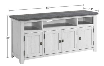 Martin Svensson Home Foundry 65" TV Stand, White Stain with Grey Top - WoodArtSupply