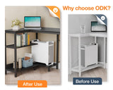 ODK 55 Inch Small L Shaped Computer Desk with Power Outlets, Corner Desk with PC Stand & Reversible Storage Shelves for Small Space Home Office Workstation, Modern Simple Writing Study Table, Black ODK