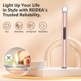 REIDEA Candle Lighter Long USB Rechargeable Lighter Arc Windproof Flameless Lighter with Safety Switch Buttom Electronic Lighter for Home Kitchen BBQ Camping Stove REIDEA