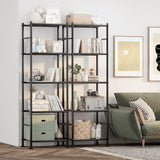 Sakugi Storage Shelves - Set of 2, 5-Tier Metal Shelf Organizer, Space-Saving Garage Shelving with Leveling Feet, Standing Shelves Organizer for Kitchen, Laundry, Pantry (18.4" x 12.6" x 57.4", Black) Sakugi