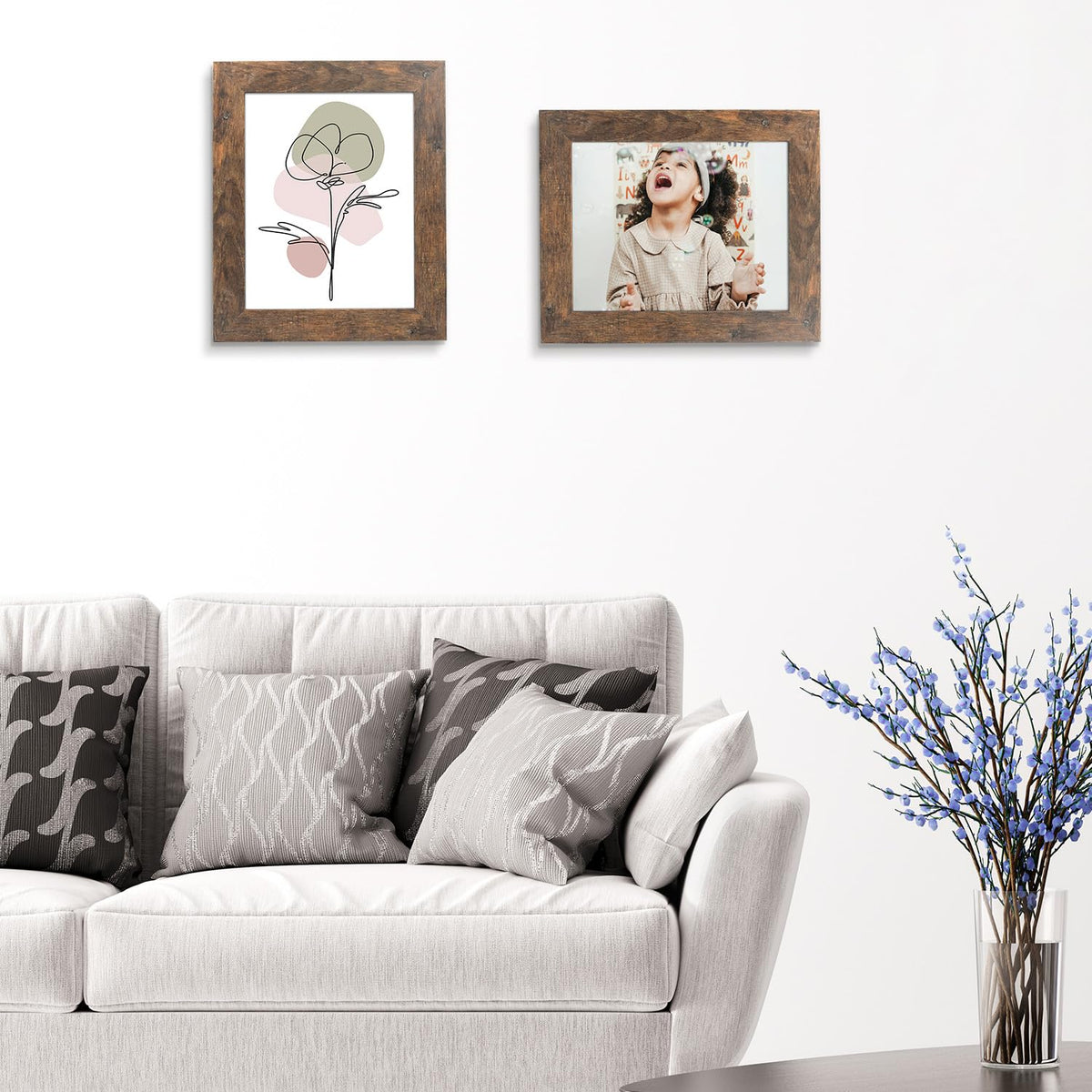 Golden State Art, 8x10 Picture Frame - Country Wood Grain Style - Tabletop Display, Back Hangers for Wall Display - Great for Photos, Gift, Pictures, Wedding, Portraits (2 Pack, Brown) Golden State Art