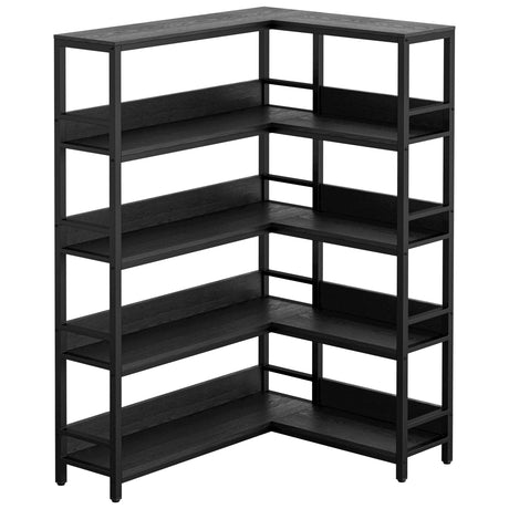 IRONCK Industrial Bookshelves 5 Tiers Corner Bookcases with Baffles Etagere Shelf Storage Rack with Metal Frame for Living Room Home Office IRONCK