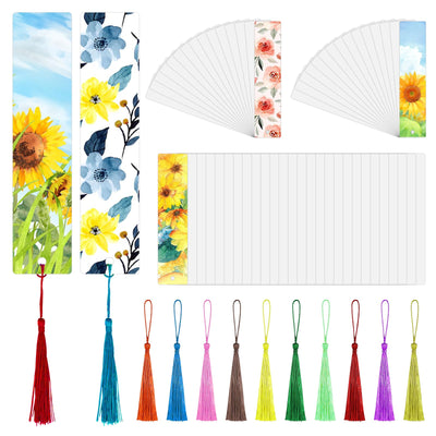 100 Pcs Sublimation Bookmark Blank, Paper DIY Bookmarks with Hole and Colorful Tassels for Crafts,Personalized Tassels Blank Bookmarks