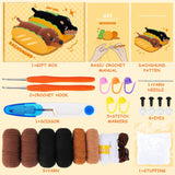 Crochet Kit for Beginners - 2 PCS Dachshund Crochet Kits with Step-by-Step Video Tutorials, Beginner Crochet Kit for Adults, Crochet Animal Kit for Kids, Dog Crocheting Set (Brown & Black) Fortuning's JDS