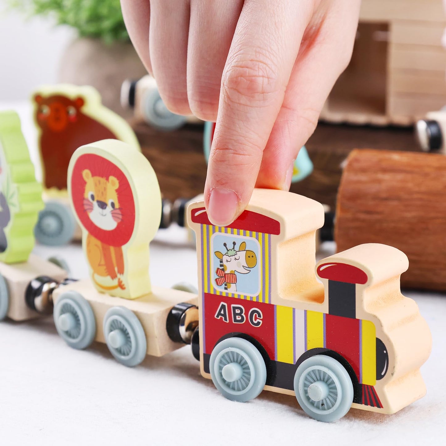 LovesTown 11PCS Magnetic Wooden Animals Train Set, Montessori Toys for Toddlers Toys for Preschool Learning Activities Birthday Kids Boys Girls - WoodArtSupply