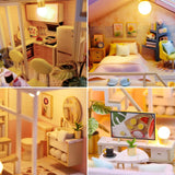 YSWOOD WORLD DIY Miniature House Kit, Tiny House Kit with Furniture & LED, DIY Wooden Dollhouse Miniature Kit for Adults Teen, Wooden Crafts Lovely Dollhouse Kit, Home Decor - Sweet Time YSWOOD WORLD