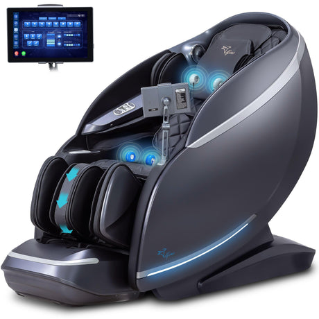 Alfine A688 Heaven Duet Massage Chair-4D & 3D Dual-Mechanism Zero Gravity Recliner with Yoga Stretch and Electric Automatic Footrest Extension-Full Body Relaxation, 20 Modes, AI Voice Control (Black) Alfine