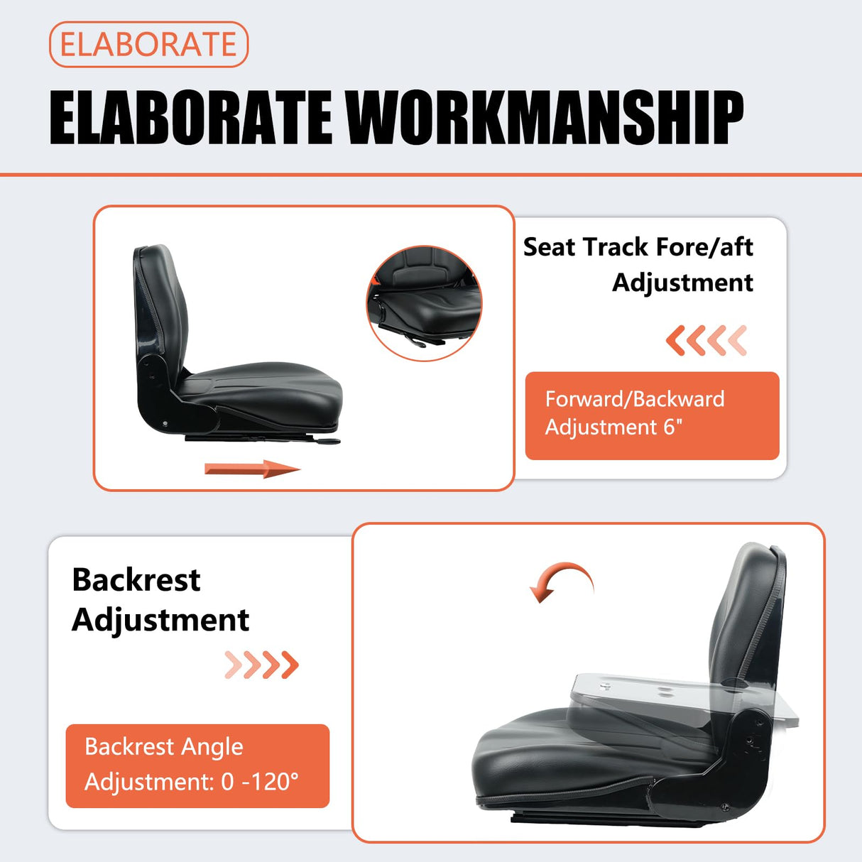 Universal Forklift Seat, Fold Down Tractor seat with Micro Switch for Tractor, Caterpillar Excavator Skid Loader Backhoe Dozer Telehandler TICSEA
