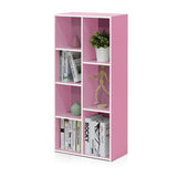Furinno LUDER Book Shelf, 7-Cube Bookshelf, Bookcase, 9.4 x 19.5 x 41.7, for Living Room, Bedroom, Home Office, White/Pink Furinno