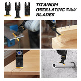 18 PCS Titanium Oscillating Tool Saw Blades with Stainless Steel Scraper and Semicircle Blades Kit, Universal Multi Tool Blades for Light Metal Sheet Pipe and Wood (NOT for Star Lock Interface) KELIN