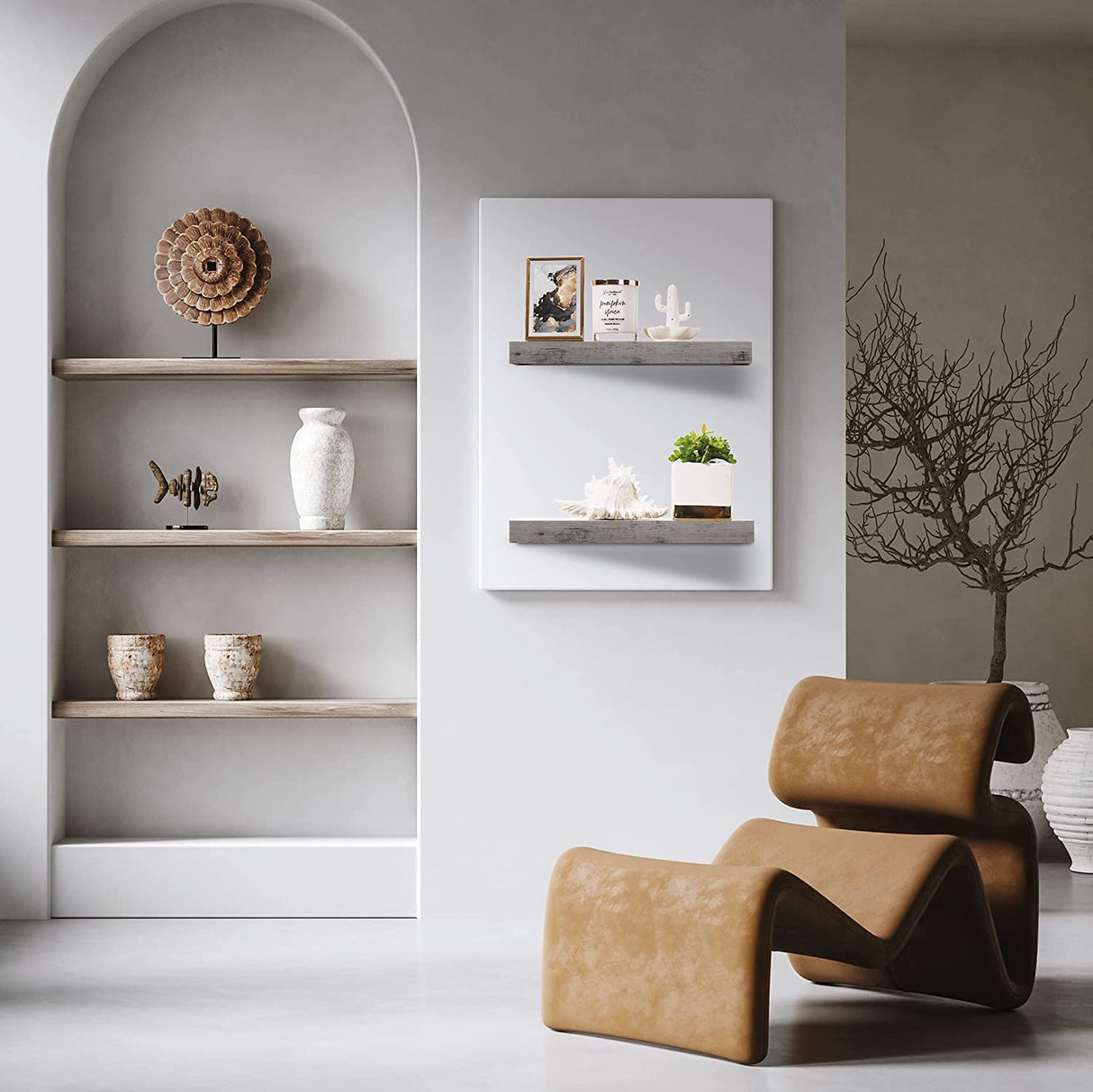 Sorbus Floating Shelves for Wall, Bathroom Shelves Wall Mounted for Kitchen, Bedroom, Bathroom Storage Over Toilet, Hanging Book Shelf for Wall Home Decor Living Room (Grey, 2 Pack) Sorbus