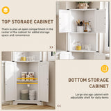 Maupvit 68" Tall Corner Cabinet with 4 Barn Doors & Adjustable Shelves, Farmhouse Bathroom Cabinet with Storage, Home Space Saver Corner Display Shelves for Living Room, Kitchen, Bathroom, White Maupvit
