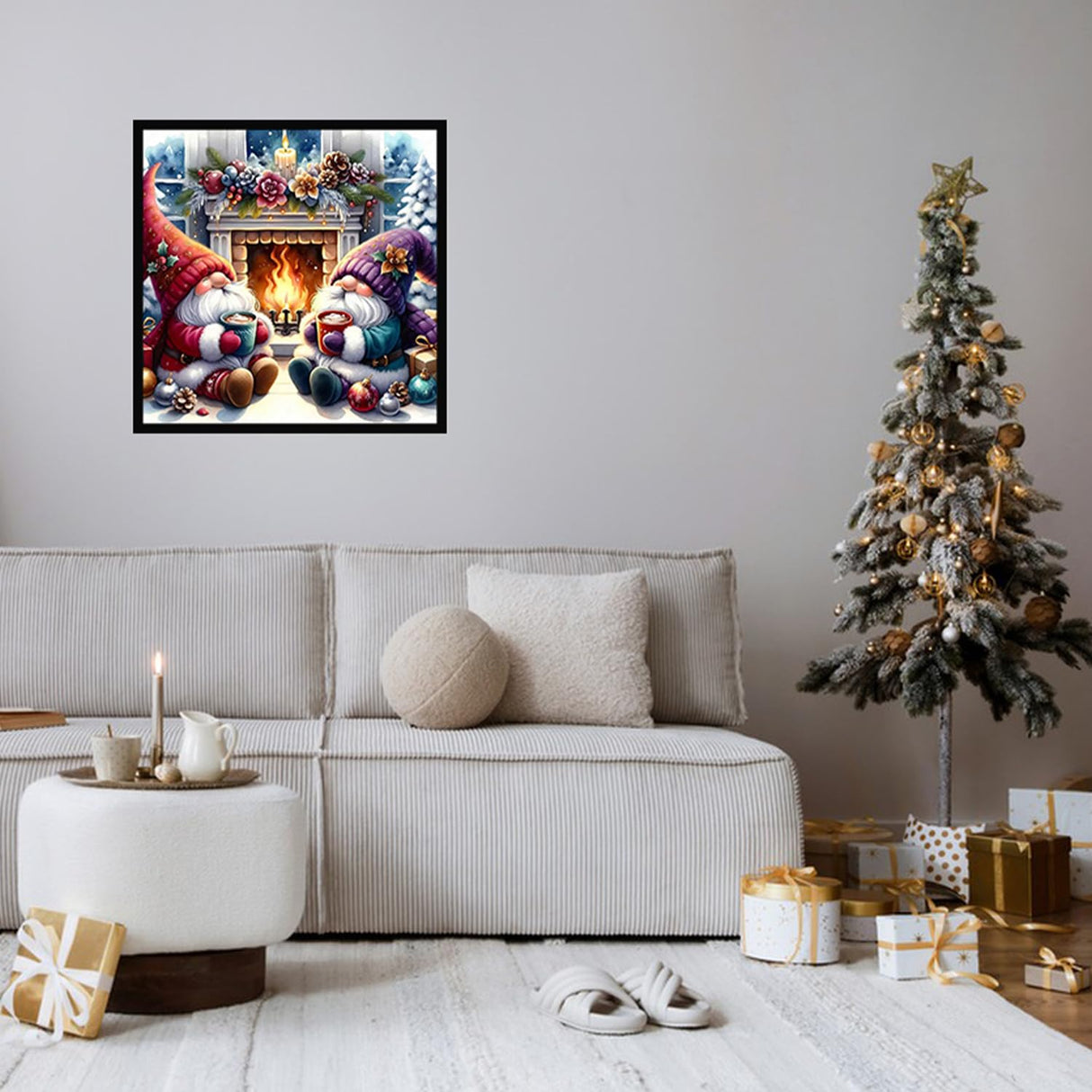 Paint by Numbers Kit for Adults Beginner, Christmas Gnome Easy Paint by Number Kits on Canvas Without Framed，DIY Acrylic Oil Painting Adults Paint by Numbers Kits for Home Wall Decor 16x16 Inch. JYXSJYYD