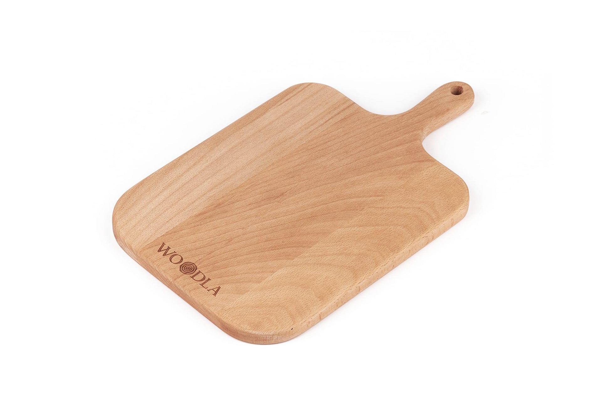 Woodla 13x7.5 Inch Thin Wood Cutting Board with Handle - Kitchen Serving & Charcuterie Board for Meat, Cheese, Fruits, Vegetables - Personal - WoodArtSupply