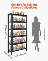 VEVOR Display Cabinet with Acrylic Doors, 68 in Tall 5-Tier Curio Cabinet, Natural Wooden Fame, Collectibles Toy Organizers Rack & Display Case, Bookshelf for Home, Office, Playroom, Living Room VEVOR