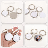 Framendino, 10 Pack Sublimation Keychains Blanks Metal Heat Transfer Round Press Keychain for DIY Crafts Photo Framendino