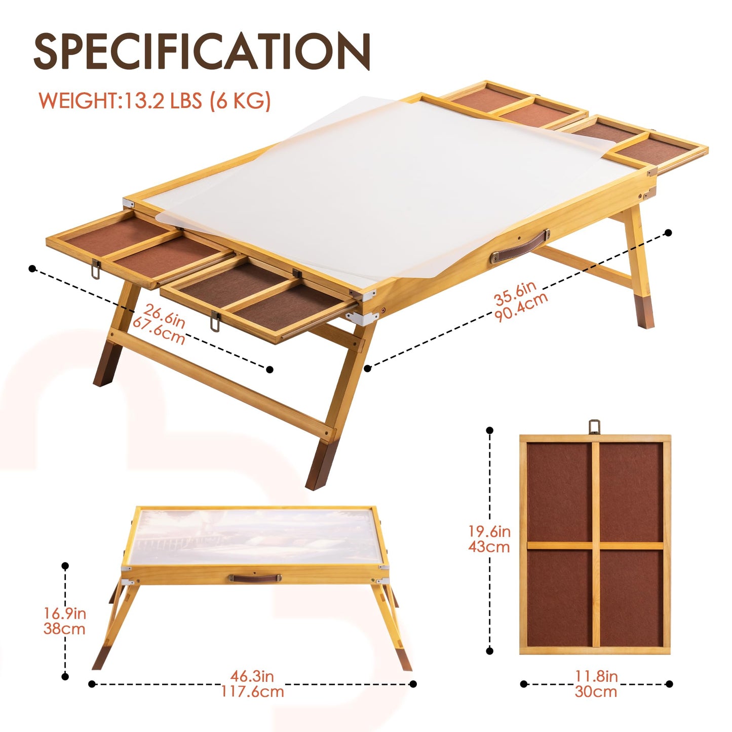 ROBOTIME 1500 Piece Wooden Jigsaw Puzzle Table, Foldable Jigsaw Puzzle Board with 4 Drawers, Legs, and Cover, Portable, Jigsaw Puzzle Board Table for Adults and Kids