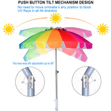 AMMSUN 7.5ft Heavy Duty HIGH Wind Beach Umbrella with sand anchor & Tilt Sun Shelter, UPF 50+ Protection Outdoor Umbrellas Sunshade with Carry Bag for Patio Garden Pool Backyard Rainbow AMMSUN