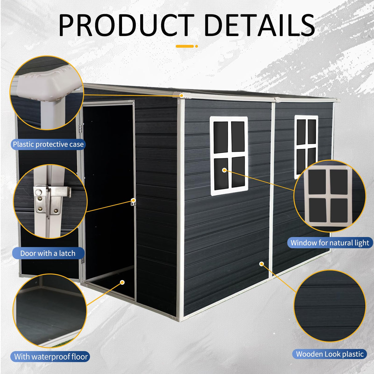 KEIKI 4x8 FT Outdoor Storage Shed Resin Cabinet with Lockable Doors,Two-Window for Bikes and Patio Lawn Furniture KEIKI