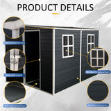 KEIKI 4x8 FT Outdoor Storage Shed Resin Cabinet with Lockable Doors,Two-Window for Bikes and Patio Lawn Furniture KEIKI