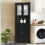 Iwell 63.8" Tall Corner Cabinet with 4 Doors and 5 Storage Shelves, Corner Bathroom Cabinet, Home Space Saver for Bathroom, Living Room, Kitchen, Black Iwell