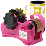 echomerx Pink Heat Tape Dispenser - Sublimation Tape Dispenser to Pre-Cut Heat Resistant Tape | Heat Transfer Tape, Fast Multi-Tape Cutter, Semi-Automatic, Manual Video & 1" Core for Scotch Tapes echomerx