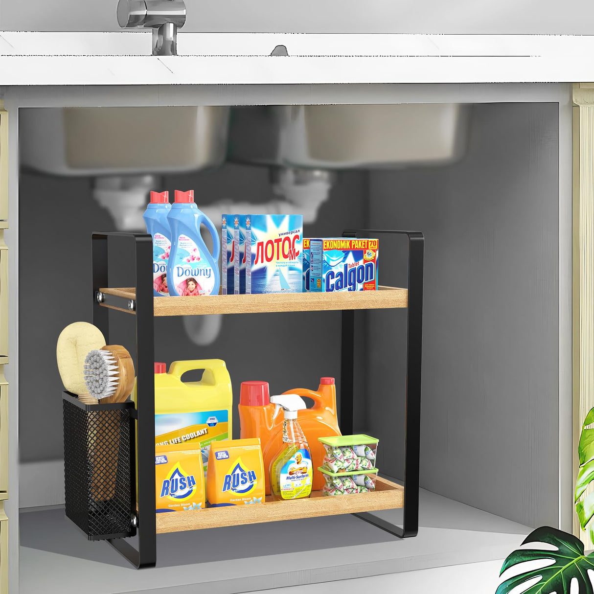 LEMIKKLE Bathroom Counter Organizer with Basket, Bathroom Organizers and Storage,Skincare Organizers for Vanity,Storage Organizers for Bathroom, Kitchen, Dresser LEMIKKLE