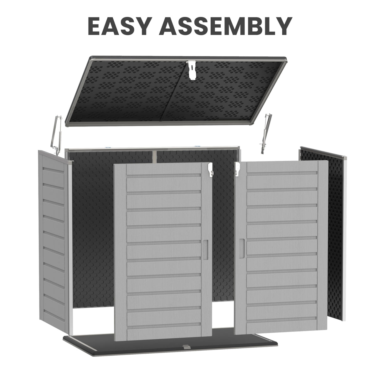 HUGROVE 49.5 Cu ft Storage Shed, 4.6 x 4.1 FT Outdoor Storage Horizontal Resin Shed, Weather Proof Water Proof PP Material, Lockable Door, Outdoor Storage Box for Trash Cans, Patio, Garden (4.6x4.1) HUGROVE