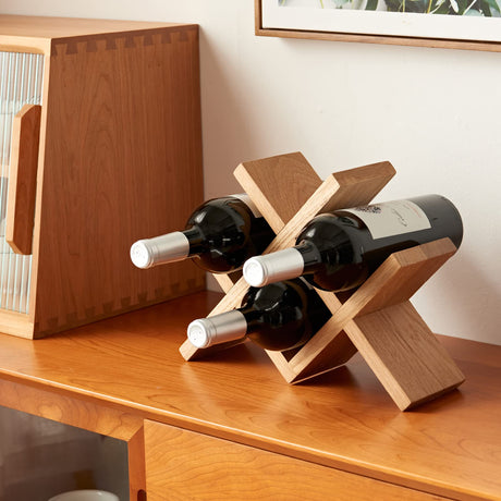 TRWISWDC Wine Rack Countertop Oak Wooden Wine Bottle Holder Rustic Free Standing Wine Storage Racks for Tabletop, Hutches and Display Cabinets - No TRWISWDC
