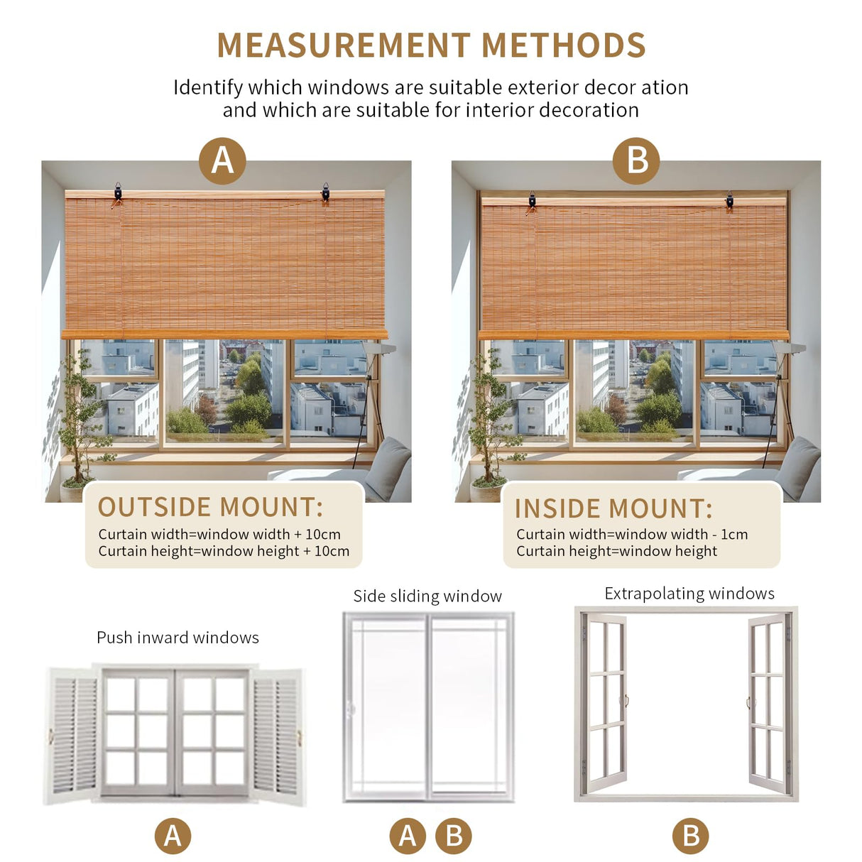 Bamboo Shades for Windows & Bamboo Blinds for Outdoor Patio,Custom Size, Privacy Protection, Easy Installation, Durable & Stylish Blinds for Living Room, Bedroom, Balcony WLOSDMW