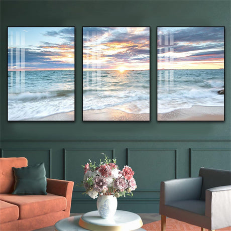 Christmas Painting by Number for Adults,16x28inch Small Size Sunrise Waves Diamond Painting Kits 3 Sets for Beginner,5D DIY Diamond Art Paintings Craft Kits for Home Wall Decor,Women Gifts YF-13208 Yeefion