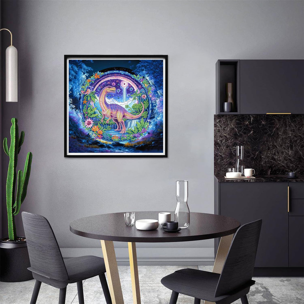 Yomiie 5D Dinosaur Special Shape Diamond Art Kits for Adults, Diamond Painting Animal DIY Full Drill Kits, Crystal Rhinestones Diamond Craft Canvas Home Wall Decor 12x12 inch (30x30cm) Yomiie