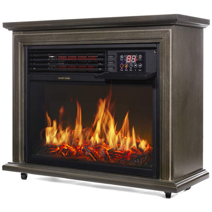 XtremepowerUS 1500W Infrared Quartz Electric Fireplace Heater Freestanding Timer with Remote Controller Wheel