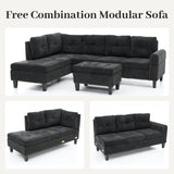 Trygoal L Shaped Couches for Living Room, Sectional Couch Living Room Furniture with Storage Ottoman, Modular Sectional Sofa with Movable Chaise for Apartment Office, Black Grey Trygoal
