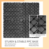 Cozurra Deck Tiles, 44 PCS Interlocking Deck Tiles, 12"x12" Waterproof Plastic Outdoor Flooring Patio Tiles for Balcony, Backyard, Indoor & Outdoor Use, All-Weather Patio Flooring, Dark Gray, 44 sq.ft Cozurra