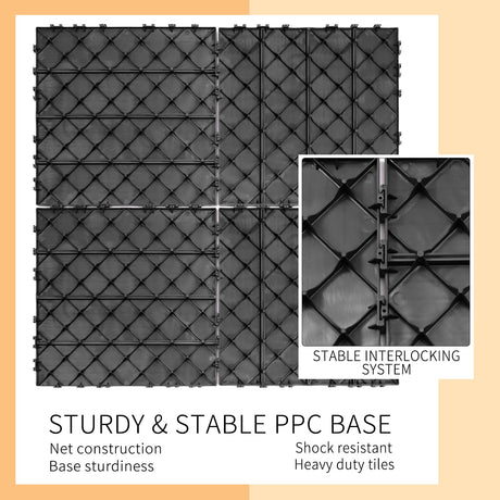44Pcs Plastic Interlocking Deck Tiles,12"x12" Patio Deck Tiles,Flooring Outdoor Waterproof All Weather Use,Patio Floor Decking Tiles for Garden Poolside Front/Back Yard(Light Gray) Weawilson